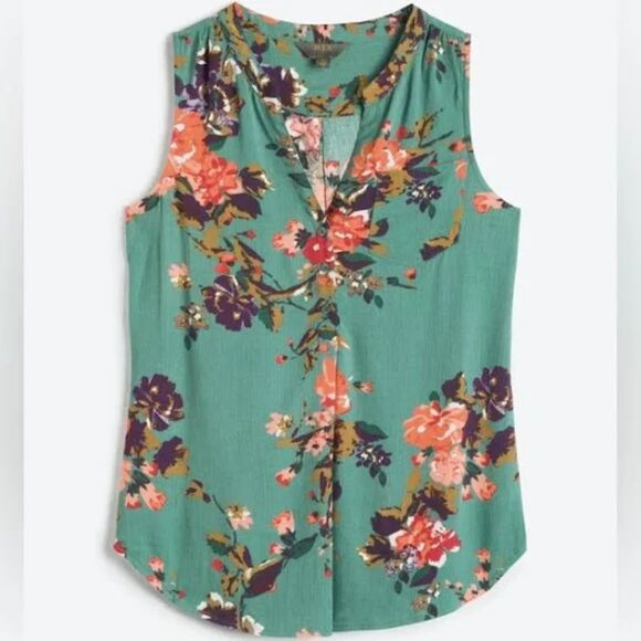 stitchfix Market & Spruce Prat Sleeveless Henley Blouse Green 1X STITCH FIX NWT - Picture 1 of 3